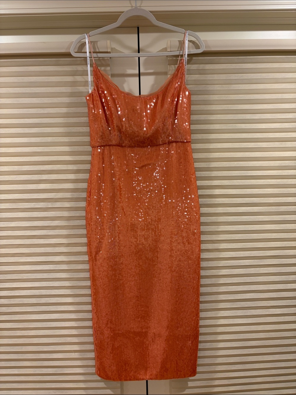 NWOT Roland Mouret Sequin Slip Midi Dress in Orange, Size US 6
